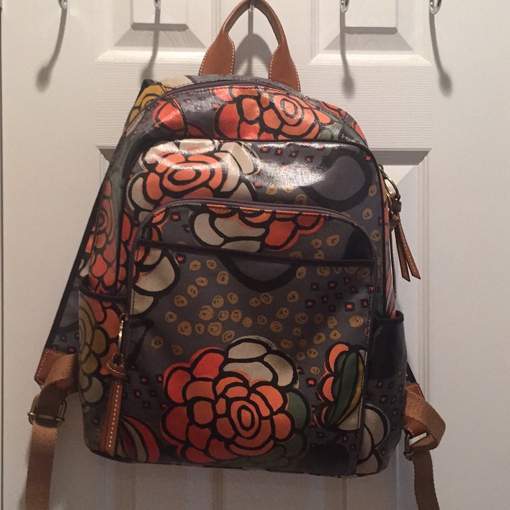 Fossil leather backpack.